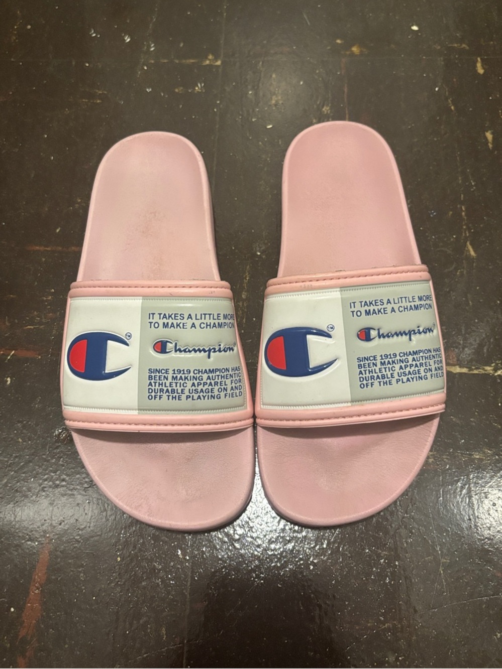 Champion Pink Logo Slide Sandals